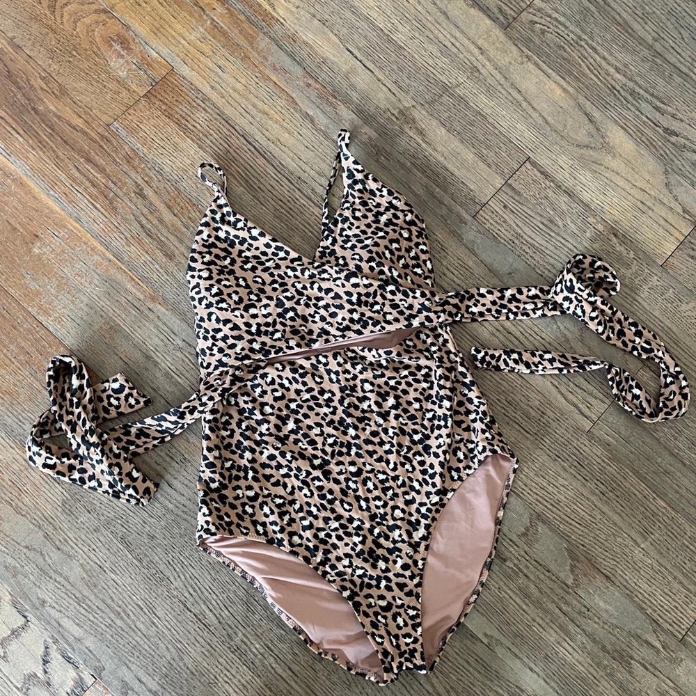 Aerie Leopard Wrap Swimsuit
